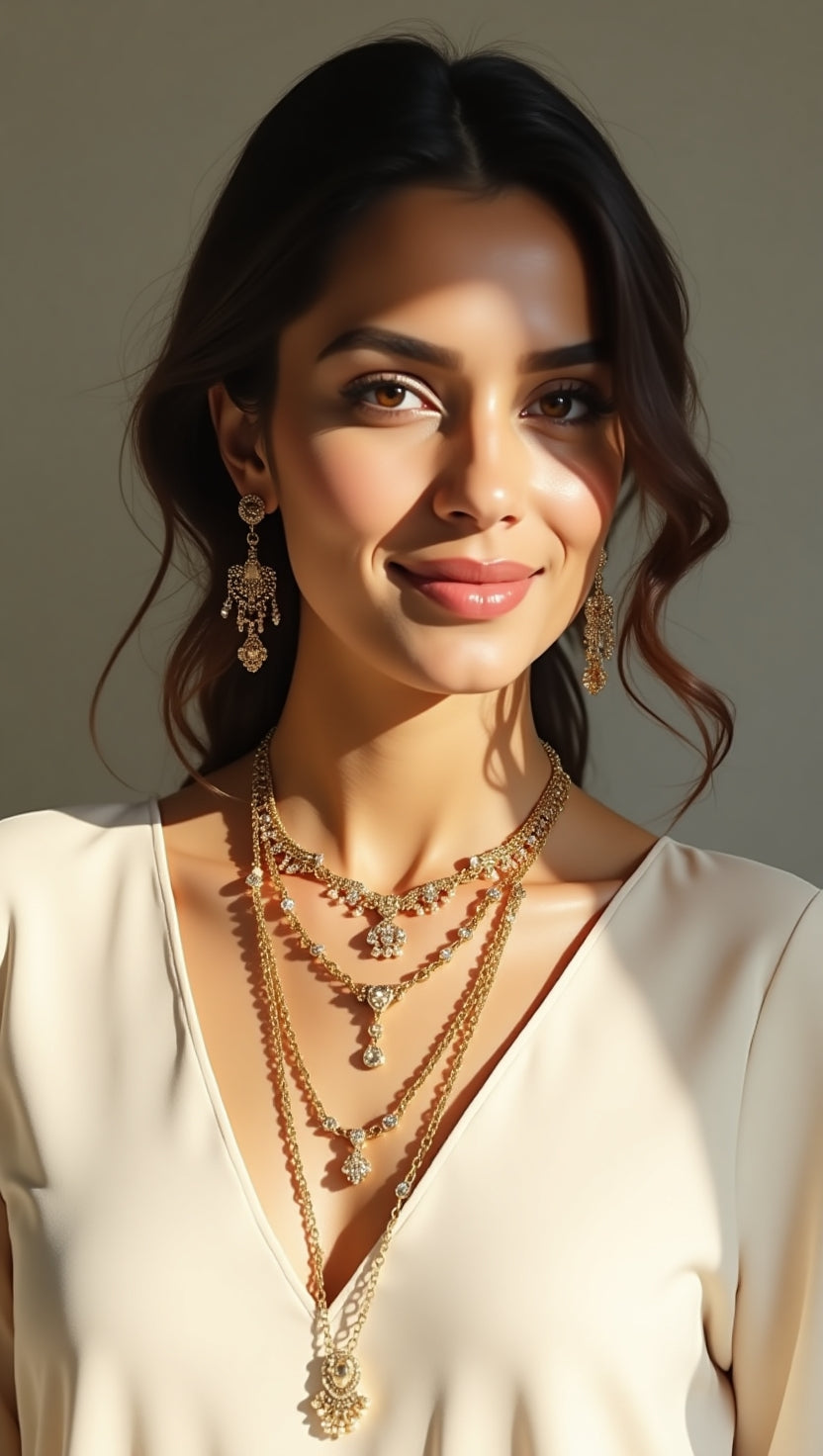 Muscari Moonlit Majesty 4-Layer Long Necklace – Metallic Muse