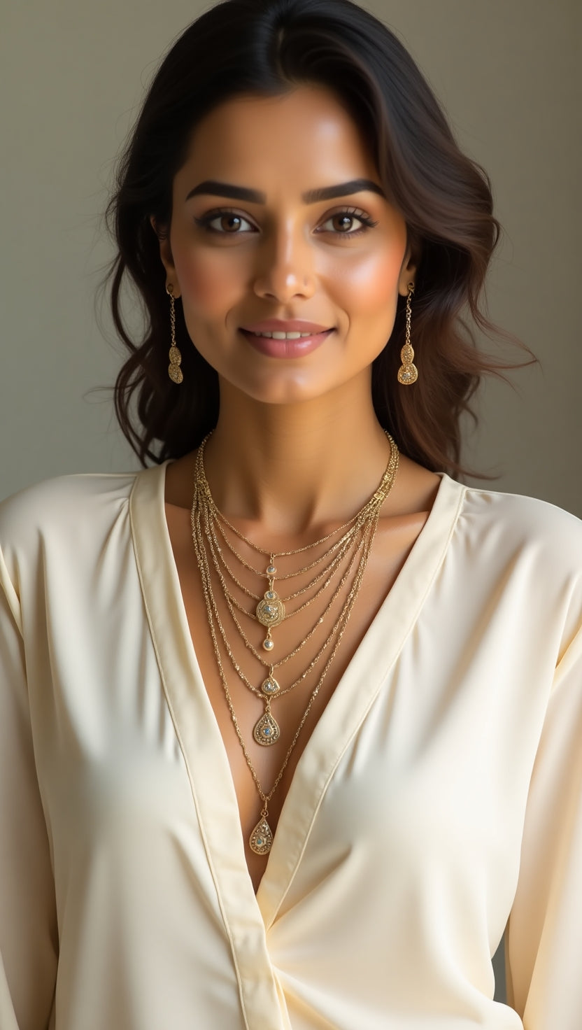 Muscari Royal Radiance 7-Layer Long Necklace – Golden Glow
