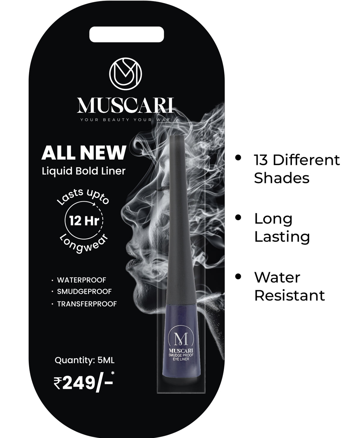 muscari liquid dark blue eyeliner, smudge proof, waterproof