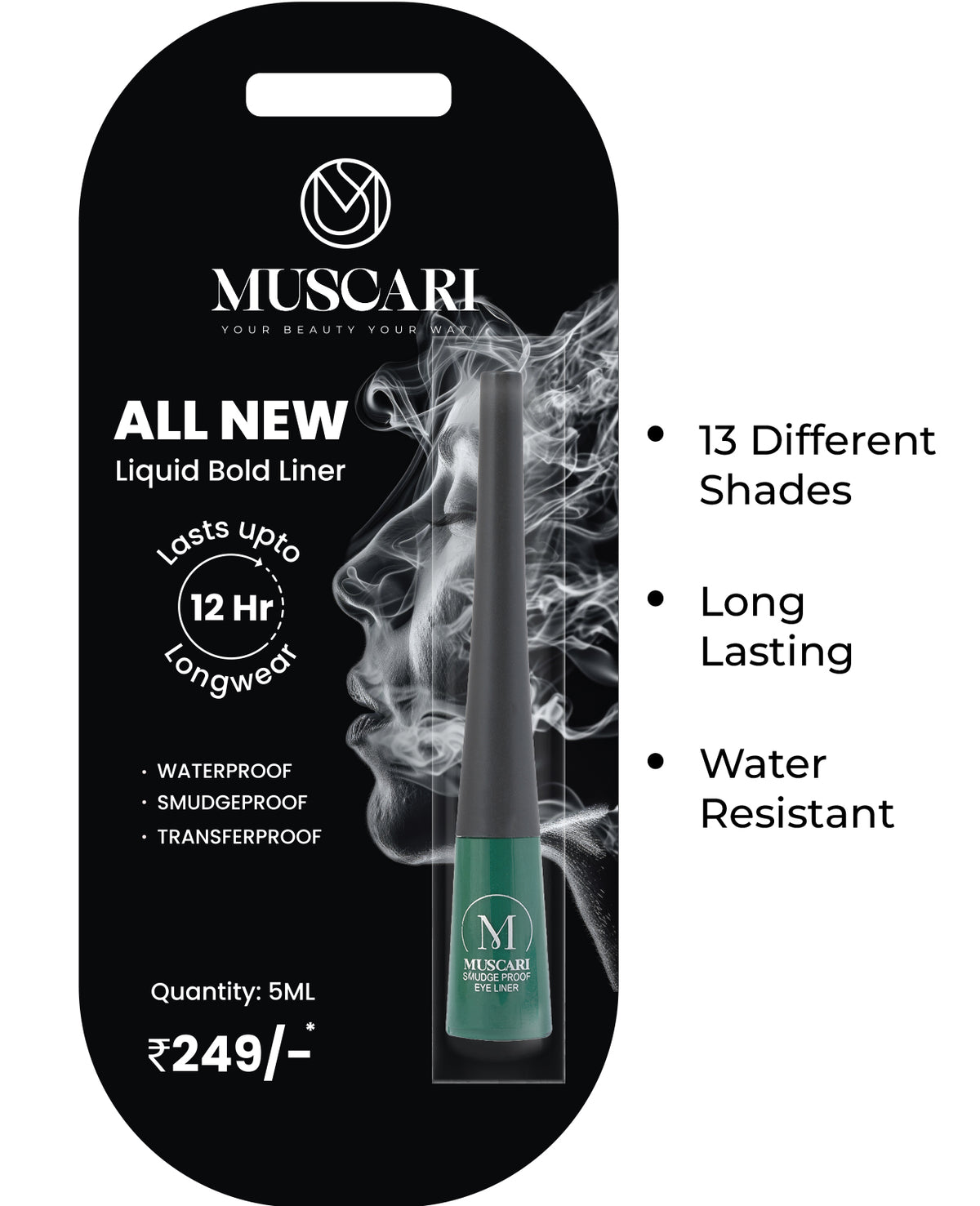 muscari liquid green eyeliner, smudge proof, waterproof