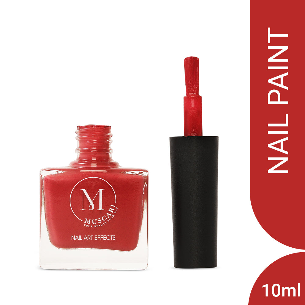 Muscari Premium Nail Paint and Polish for All | Nail Art Effect, Quick-Dry & Chip Resistant | Gel Nail Paint |10 ML (Rosi Red-51)