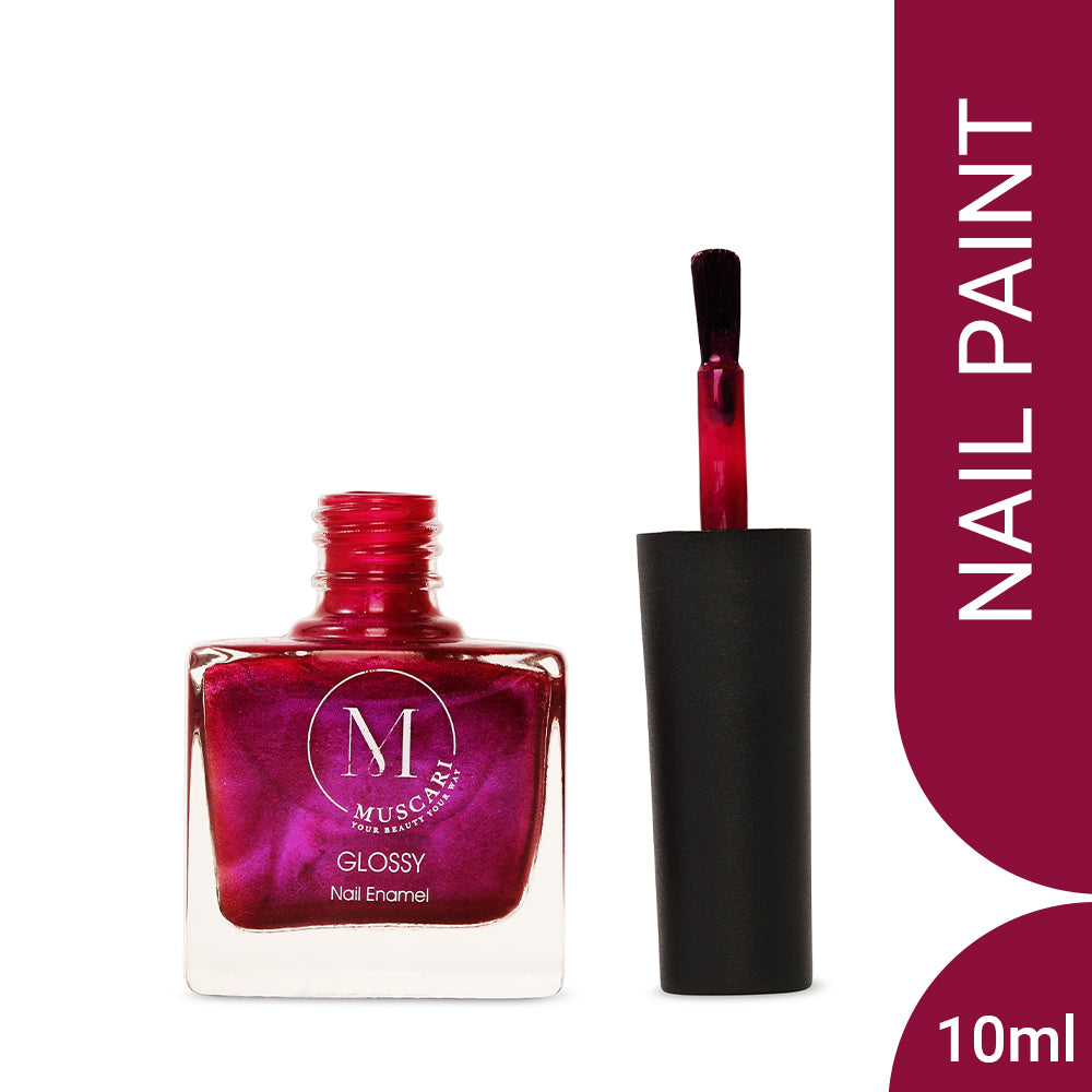 Muscari Premium Nail Paint and Polish for All | Glossy Finish, Quick-Dry & Chip Resistant | Gel Nail Paint |10 ML (Plum Glow-45)