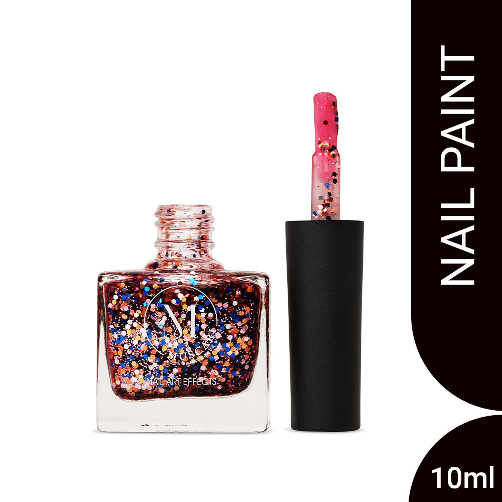 Muscari Premium Nail Paint and Polish for All | Nail Art Effect, Quick-Dry & Chip Resistant | Gel Nail Paint |10 ML (Rosy Sparkle-26)