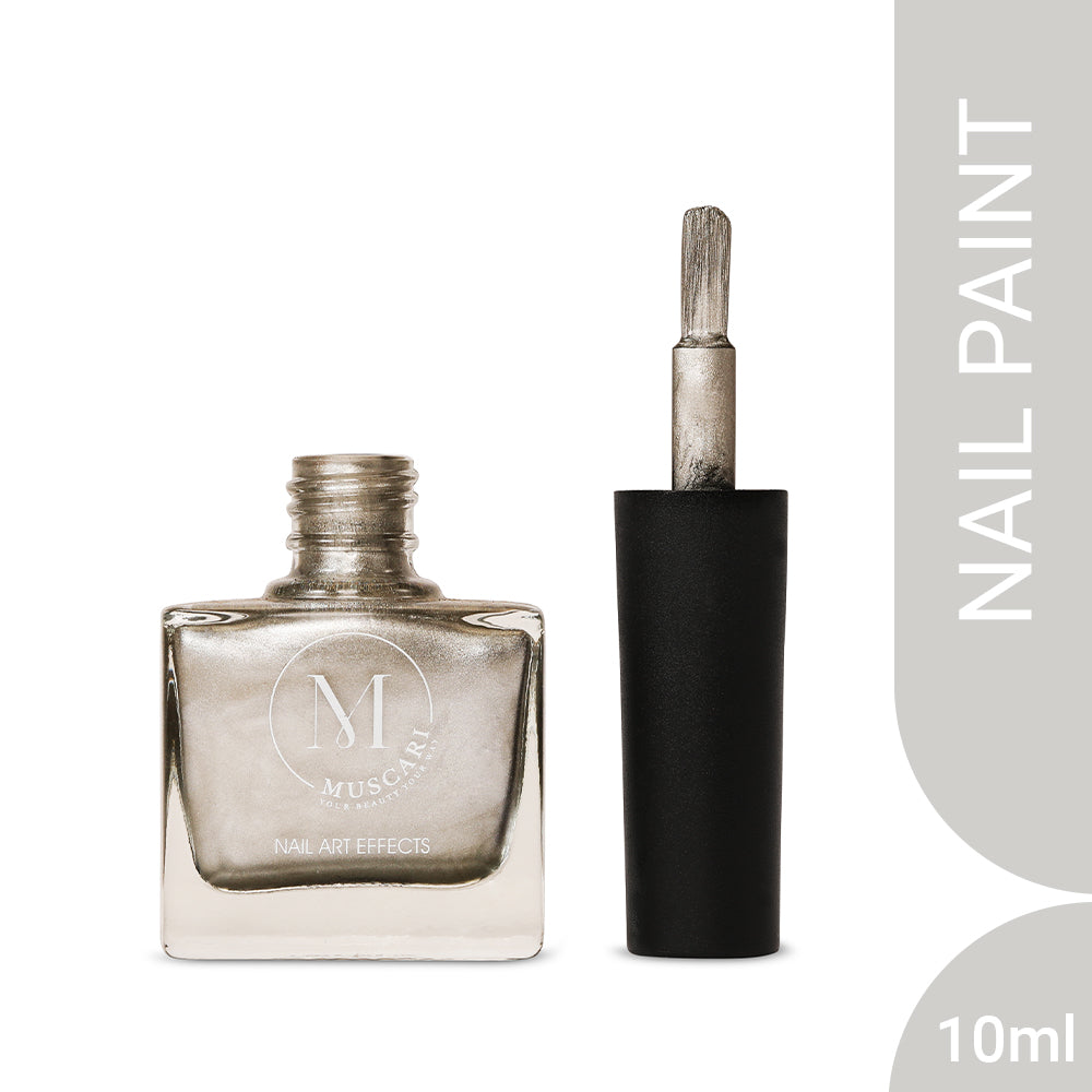 Muscari Premium Nail Paint and Polish for all | Nail Art Effect- Glossy Finish | Gel Nail Paint | 10 ML (Silver Streak-40)