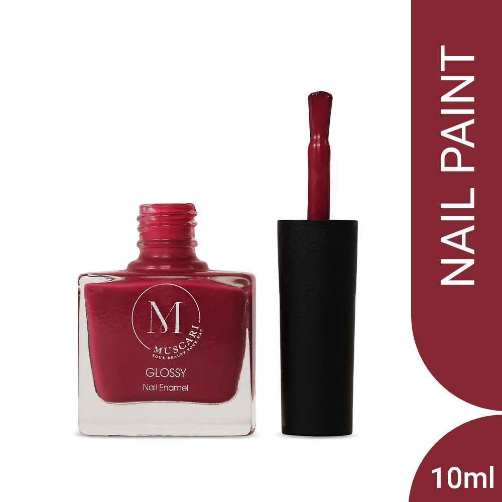 Muscari Premium Nail Paint and Polish for All | Glossy, Quick-Dry & Chip Resistant | Gel Nail Paint |10 ML (Plum Passion-21)