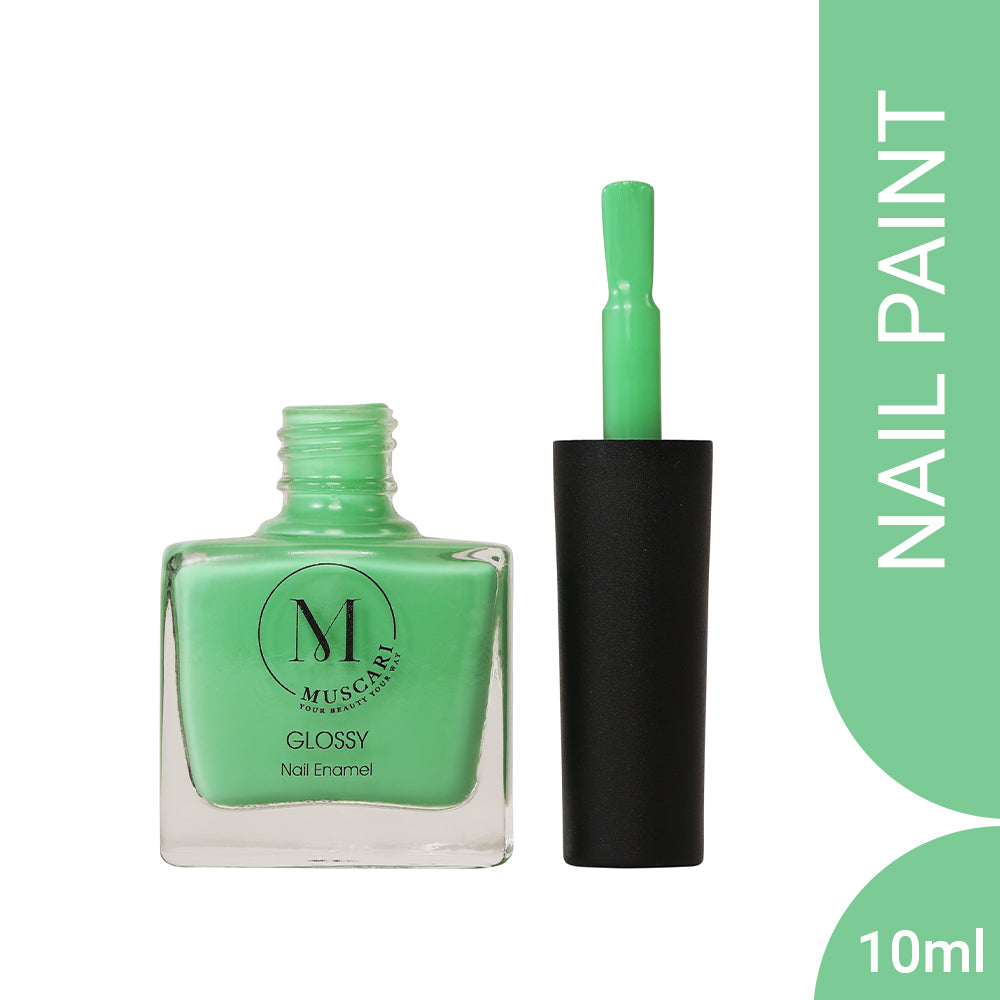 Muscari Premium Nail Paint and Polish for All | Glossy, Quick-Dry & Chip Resistant | Gel Nail Paint |10 ML (Minty Fresh-18)