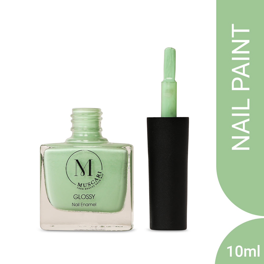 Muscari Premium Nail Paint and Polish for All | Glossy, Quick-Dry & Chip Resistant | Gel Nail Paint |10 ML (Aqua Mint-11)