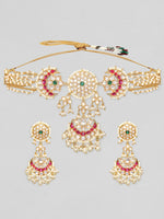 Royal Red Polki & Enamel Beaded Choker Set – Gold Plated Neck Set
