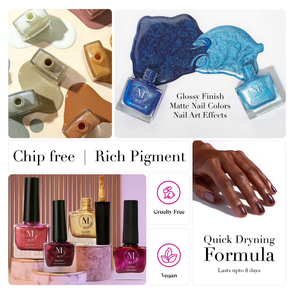 Muscari Premium Nail Paint and Polish for All | Nail Art Effect, Quick-Dry & Chip Resistant | Gel Nail Paint |10 ML (Cocoa Haze-50)