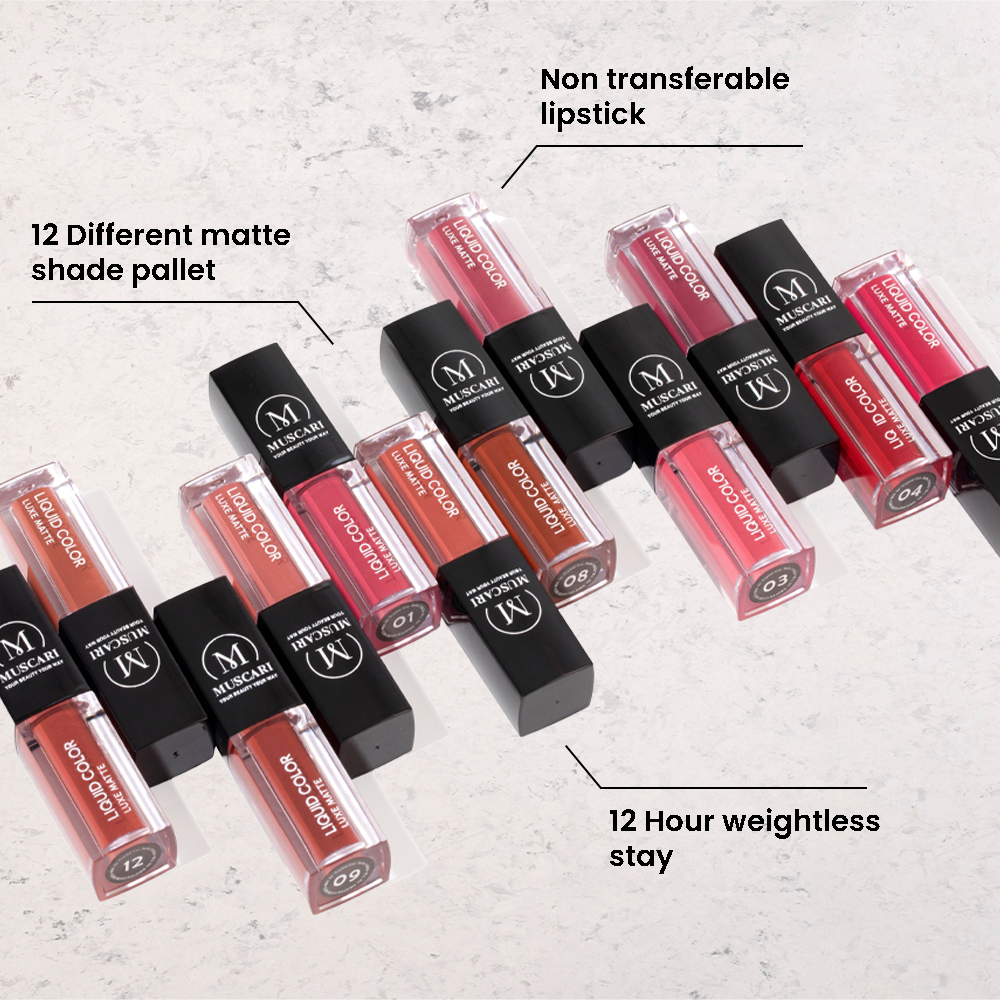 Muscari Premium Liquid Lipstick for all | Matte Finish, Light Weight & Long-Wear || (Hazelnut Hug-LL07)