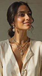 Muscari Dual Aura 3-Layer Short Necklace – Gold & Silver Fusion